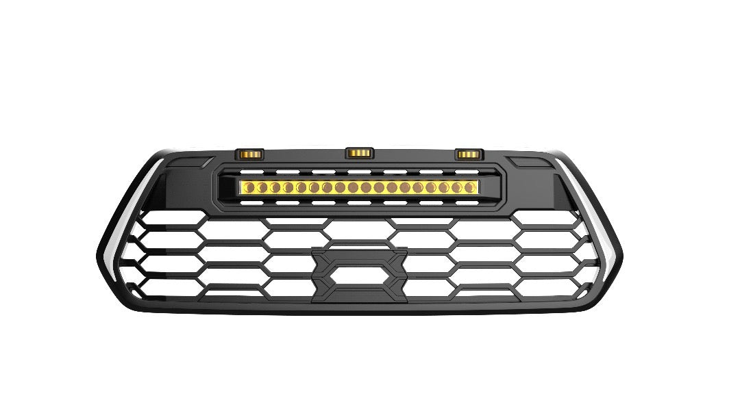 2016-2023 Tacoma Apex Pro Style Grille with LED Light Bar & Raptor Lights by YotaTribe