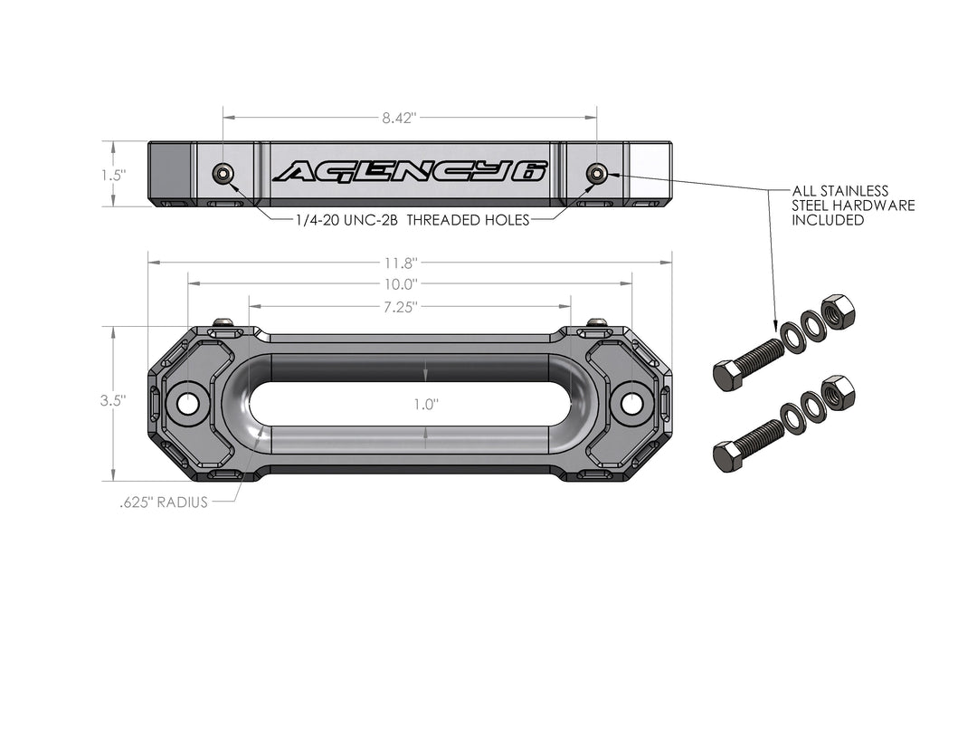 Agency6.com Fairlead (1.5" Thick) - Black