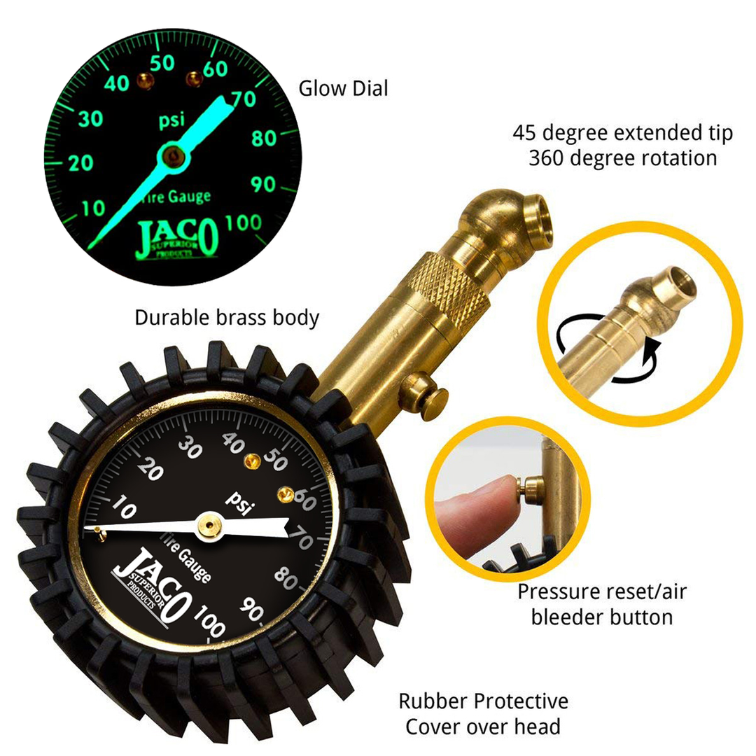 Jaco Elite® Tire Pressure Gauge - 100 PSI