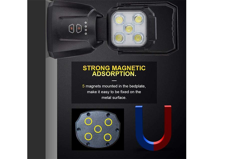 Cali Raised LED 15W Magnetic Base Rechargeable LED Work/Camp Light