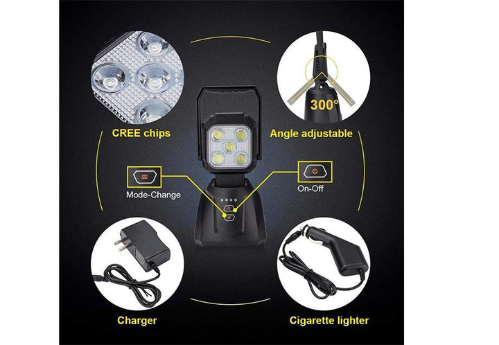 Cali Raised LED 15W Magnetic Base Rechargeable LED Work/Camp Light