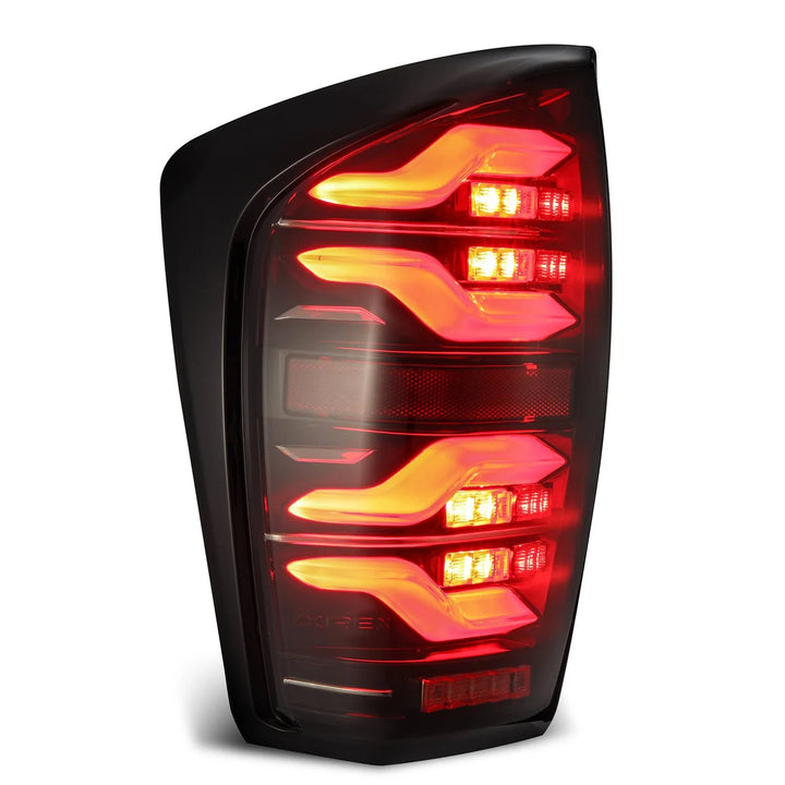 Alpharex LUXX-Series LED Tail Lights Black-Red for Tacoma (2016-2023)