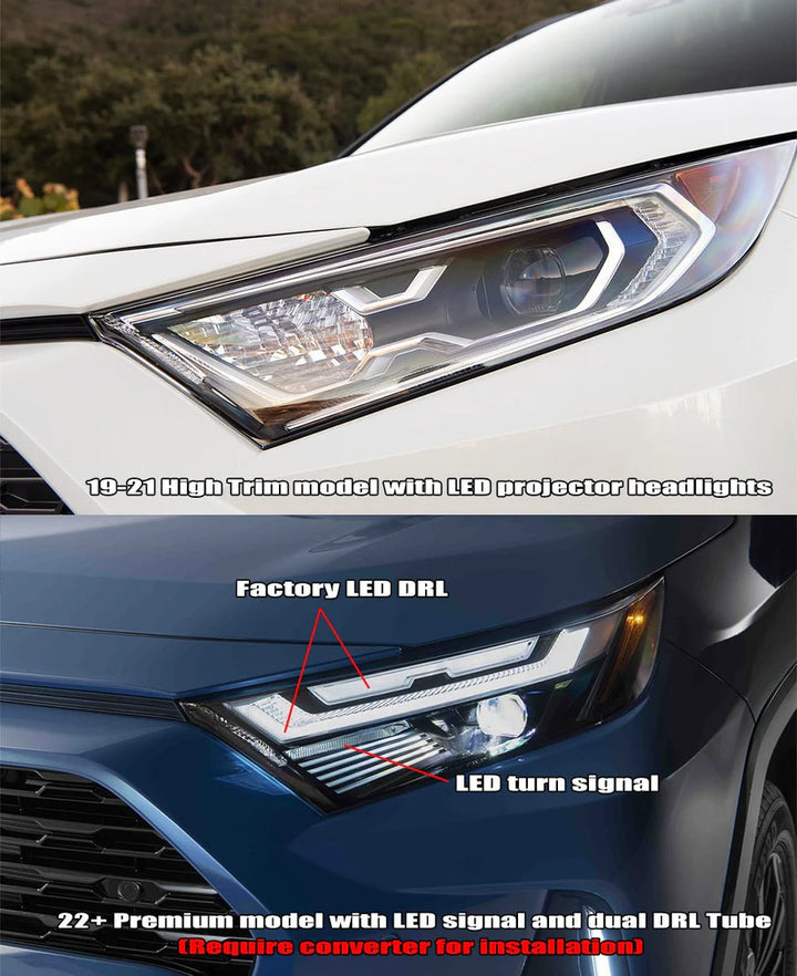 Alpharex NOVA-Series LED Projector Headlights Black for RAV4 (High Trim) (2019-2024)
