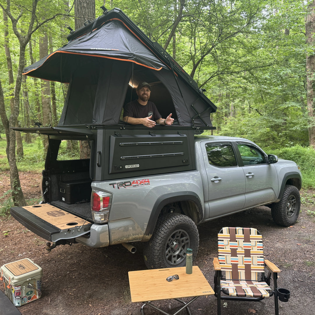 OPENROAD Aluminum Truck Topper with Integrated Rooftop Tent — Lightweight 4-Season Overland Camper for Tacoma (2016-2023)-5FT