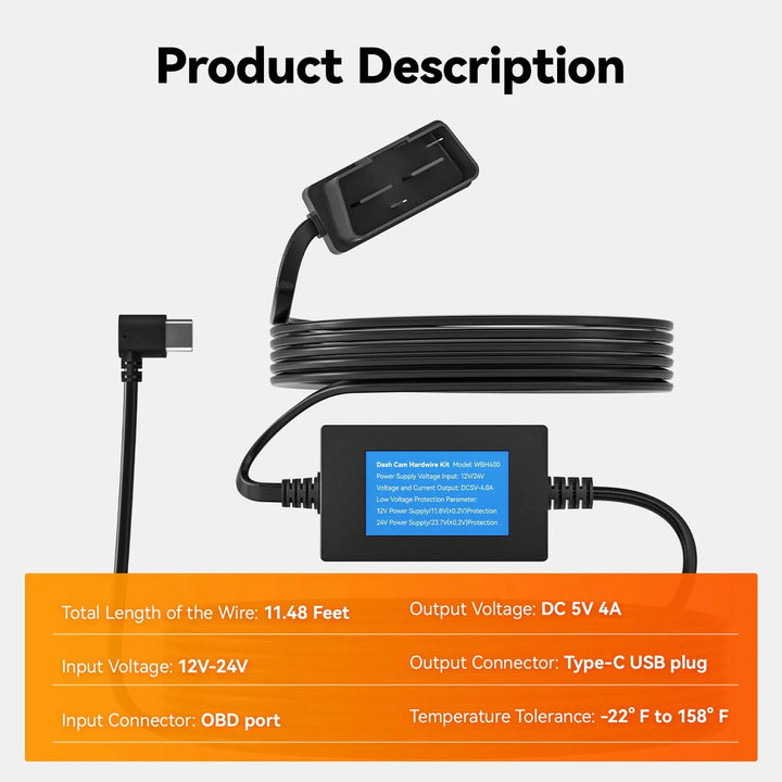 Wolfbox Dashcam Multifunctional Hardwire Kit for G900TriPro