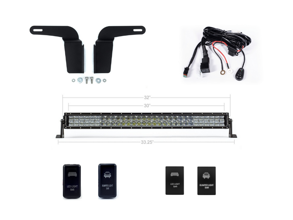 Cali Raised LED 32" Lower Bumper Hidden LED Light Bar Brackets Kit for 4Runner (2003-2009)