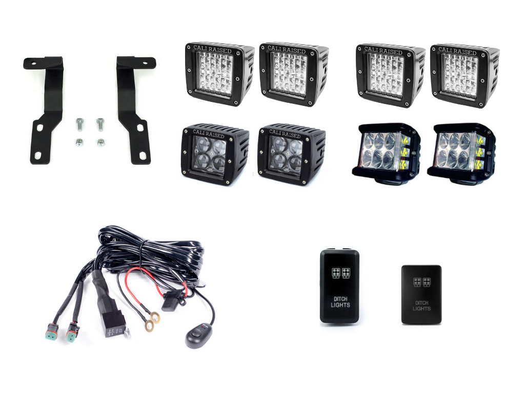 Cali Raised LED Low Profile LED Ditch Light Brackets Kit For Tacoma (2005-2015)