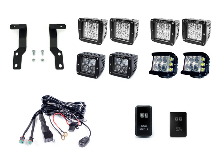 Cali Raised LED Low Profile LED Ditch Light Brackets Kit For Tacoma (2005-2015)