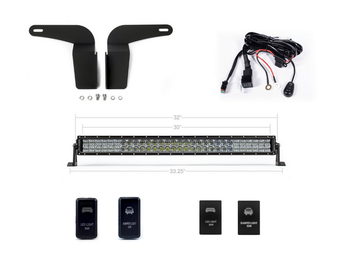 Cali Raised LED 32" Lower Bumper Flush LED Light Bar Brackets Kit for Tacoma (2005-2015)
