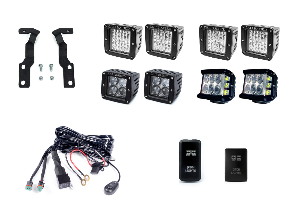 Cali Raised LED Low Profile Ditch Light Brackets Kit For Tacoma (2016-2023)