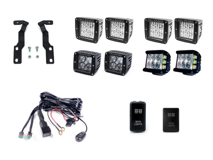 Cali Raised LED Low Profile Ditch Light Brackets Kit For Tacoma (2016-2023)