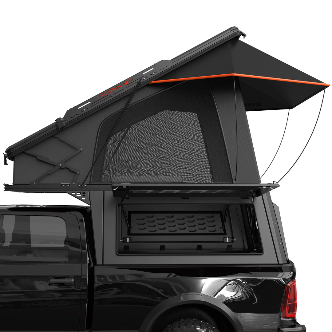OPENROAD Aluminum Truck Topper with Integrated Rooftop Tent — Lightweight 4-Season Overland Camper for Tacoma (2016-2023)-5FT
