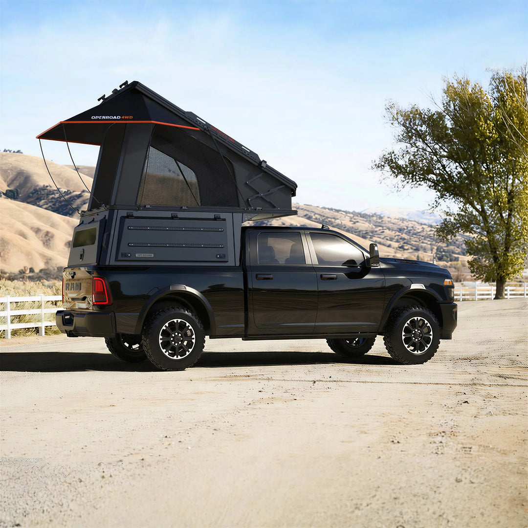 OPENROAD Aluminum Truck Topper with Integrated Rooftop Tent — Lightweight 4-Season Overland Camper for Tacoma (2016-2023)-5FT