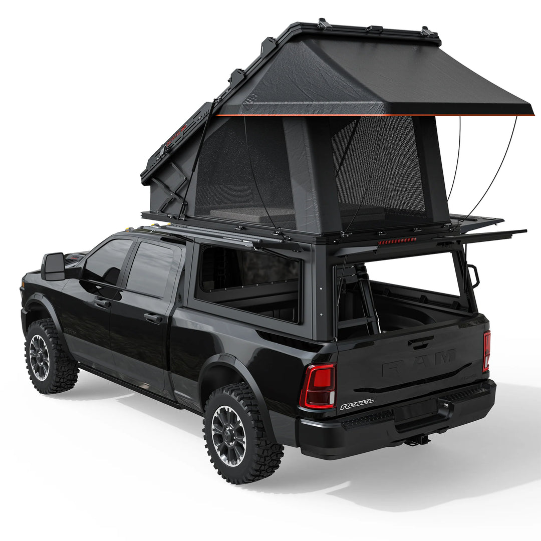 OPENROAD Aluminum Truck Topper with Integrated Rooftop Tent — Lightweight 4-Season Overland Camper for Tacoma (2016-2023)-5FT