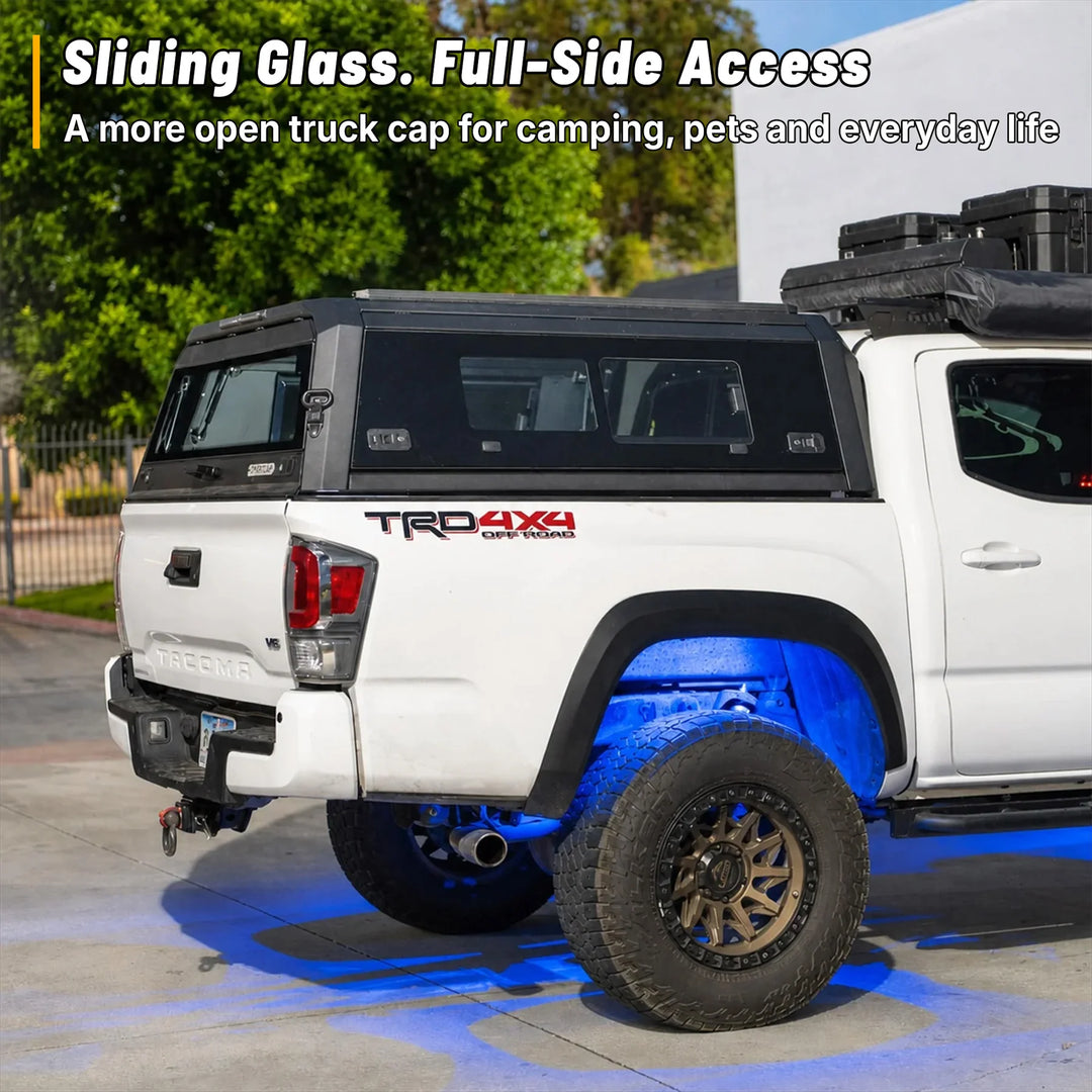 OPENROAD Sliding Glass Side Truck Cap for Tacoma (2016-2023) – 5FT BED
