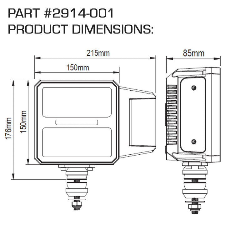 LED Plow Headlight with Heated Lens | Multifunction DOT Compliant