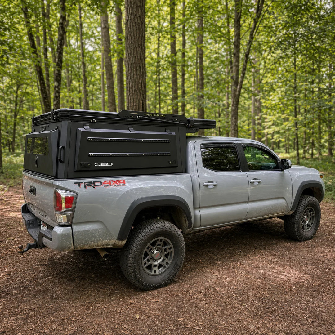 OPENROAD Aluminum Truck Topper with Integrated Rooftop Tent — Lightweight 4-Season Overland Camper for Tacoma (2016-2023)-5FT