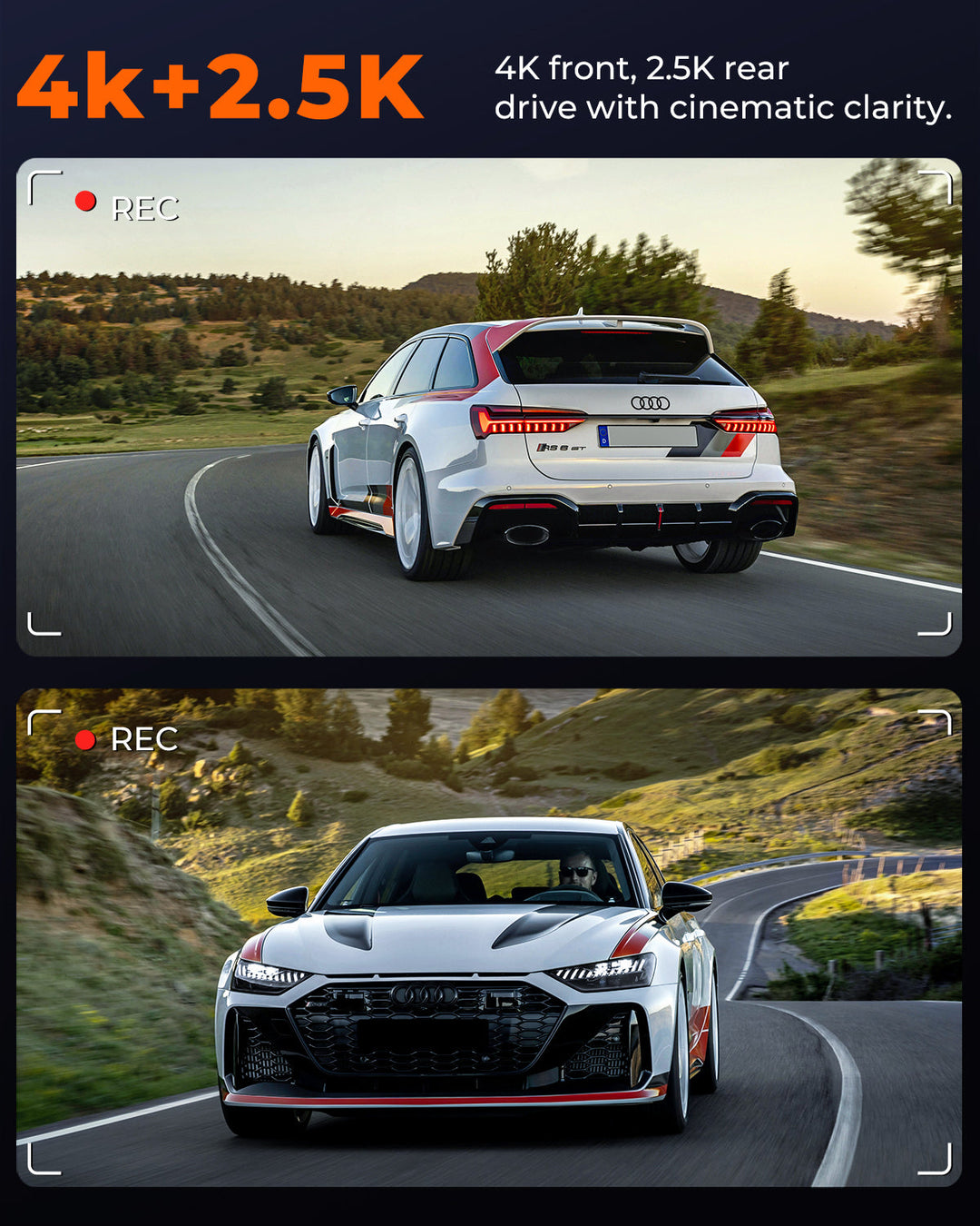 Acumen Camera M4 2ch Mirror Dash Cam with 4K Front and 2.5K Rear Cameras, 12"IPS Touchscreen