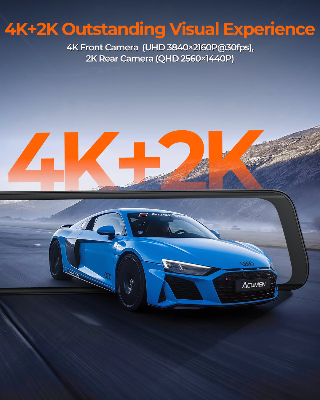 Acumen Camera XR10 Pro 4K Front & 2.5K Rear Cameras, 10" IPS Touchscreen with Built-in Wi-Fi