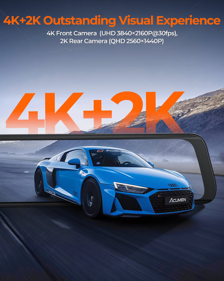 Acumen Camera XR10 Pro 4K Front & 2.5K Rear Cameras, 10" IPS Touchscreen with Built-in Wi-Fi