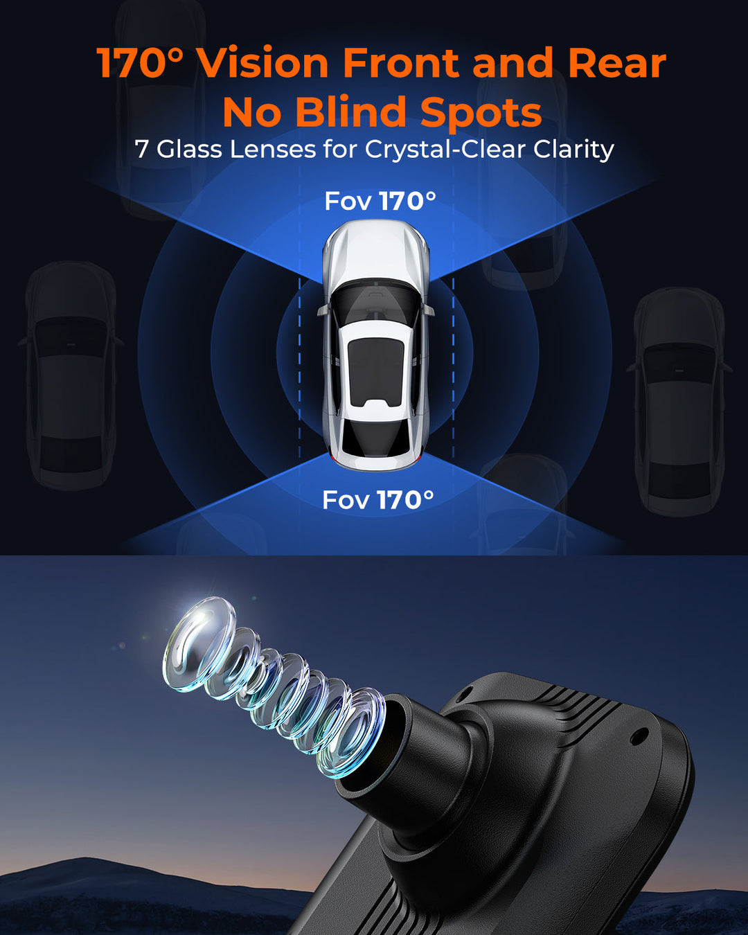 Acumen Camera M4 3ch Mirror Dash Cam with 1080P 60fps Front+Rear+Bumper/Cabin Cameras, 12"IPS Touchscreen