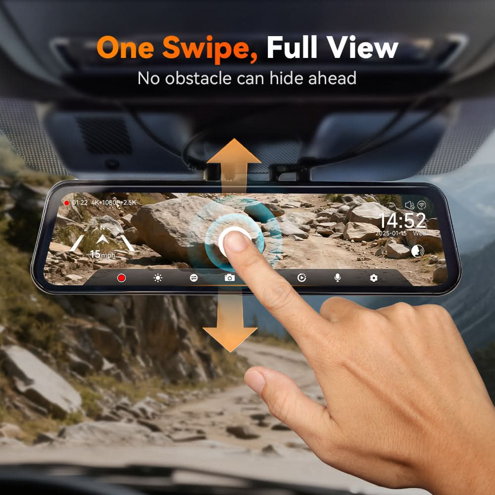Wolfbox G900TriPro Bumper Version 3 Channel Rearview Mirror