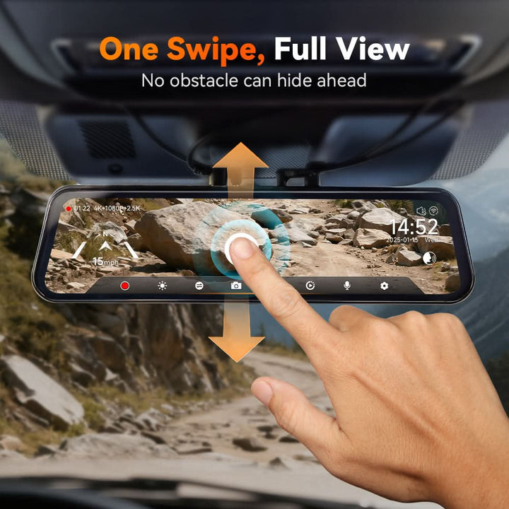 Wolfbox G900TriPro Bumper Version 3 Channel Rearview Mirror