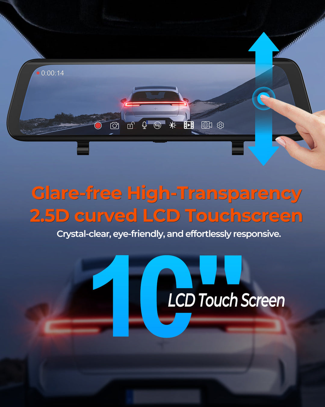 Acumen Camera XR10 Pro 4K Front & 2.5K Rear Cameras, 10" IPS Touchscreen with Built-in Wi-Fi