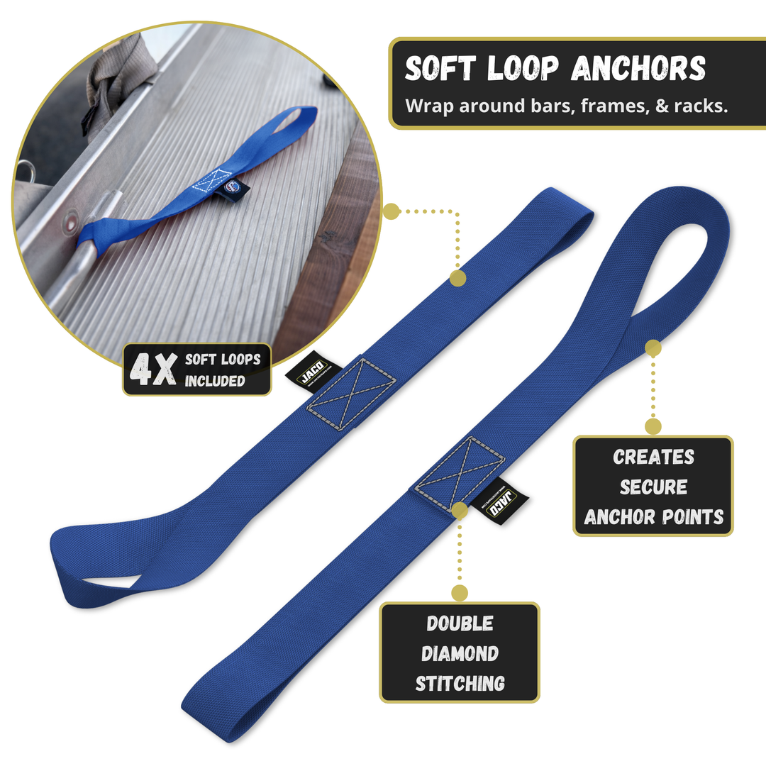 Retractable Ratchet Straps - 1" x 15 ft (1,760 lbs Break Strength) | Auto Self Retracting Cargo Tie Down Strap Set