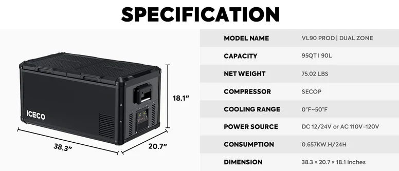 ICECO VL90ProD Dual Zone Freezer 90 LT