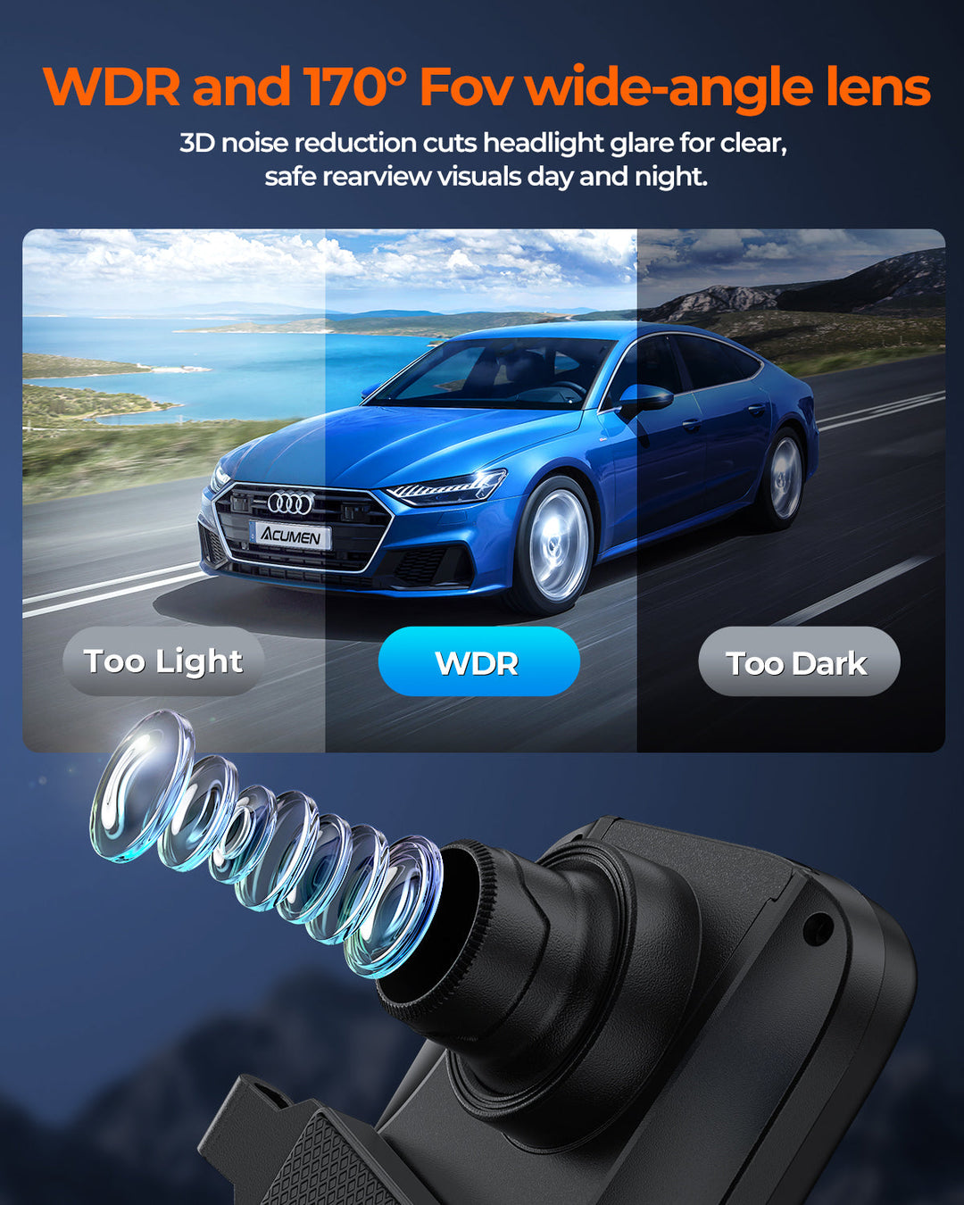 Acumen Camera XR10 Pro 4K Front & 2.5K Rear Cameras, 10" IPS Touchscreen with Built-in Wi-Fi