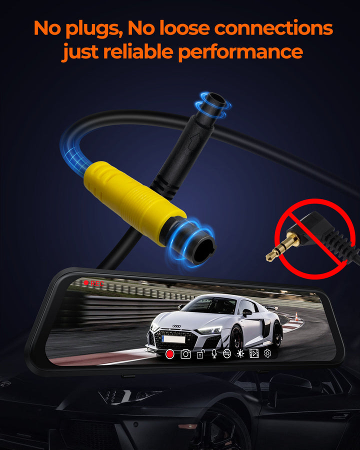 Acumen Camera M4 Quad Mirror Dash Cam with 1080P Front+Rear+Left/Right Side Cameras, 12"IPS Touchscreen