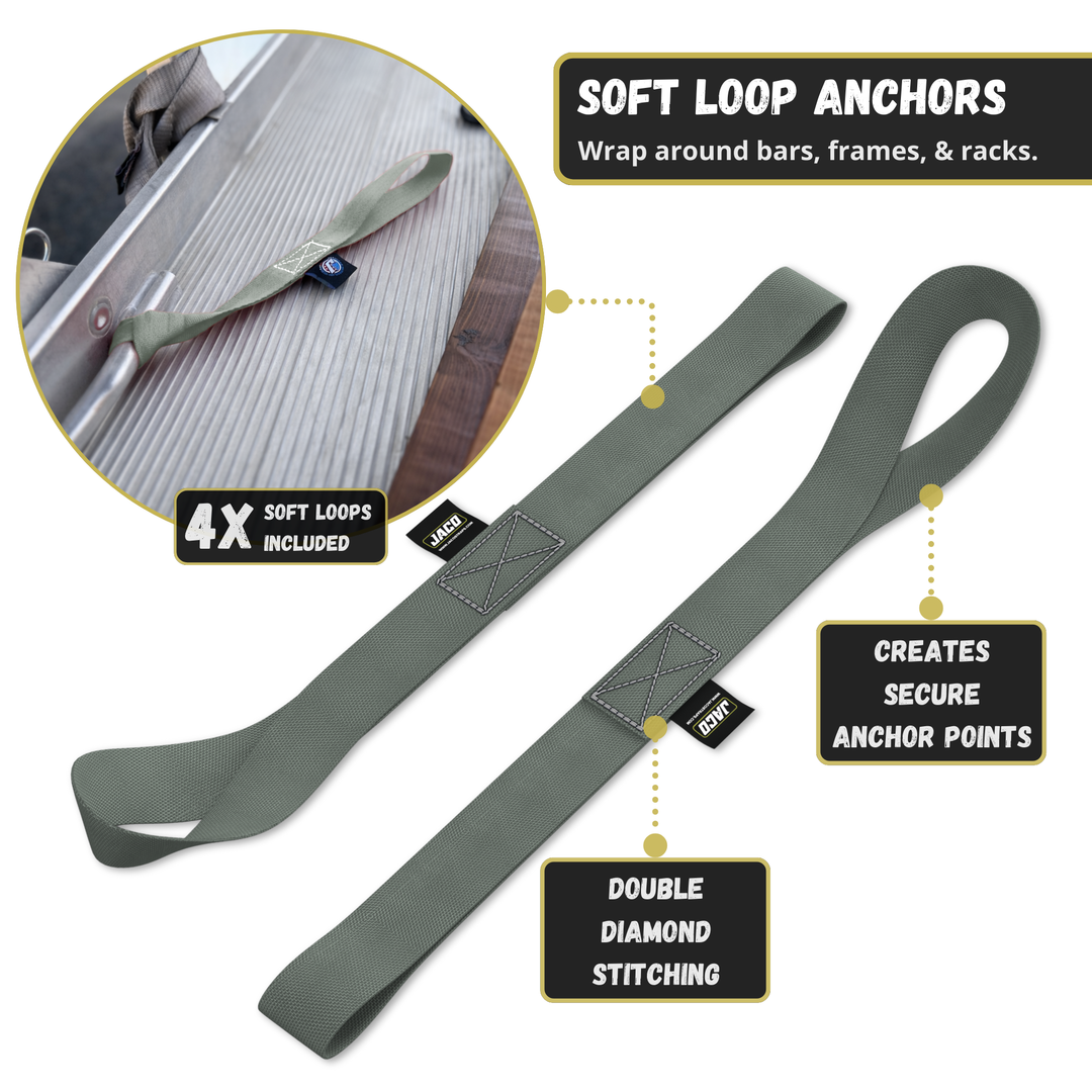 Retractable Ratchet Straps - 1" x 15 ft (1,760 lbs Break Strength) | Auto Self Retracting Cargo Tie Down Strap Set