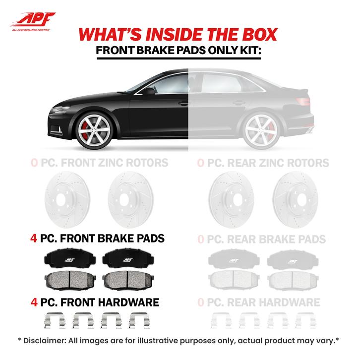 APF All Performance Friction Front Ceramic Brake Pads for Tacoma (2005-2023) & 4Runner (2003-2023)