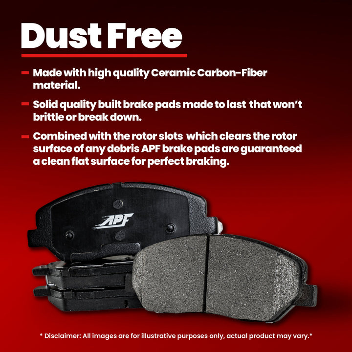 APF All Performance Friction Front Ceramic Brake Pads for Tacoma (2005-2023) & 4Runner (2003-2023)