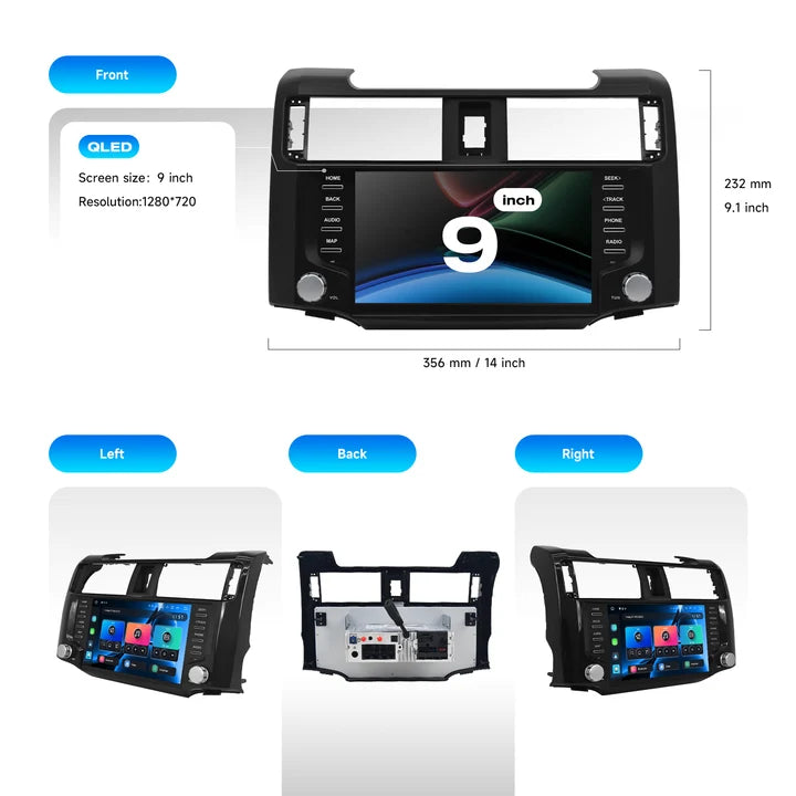 Dasaita Android13 Car Stereo Black Wireless Carplay & Android Auto Car Radio | Qualcomm 665 | 9" QLED Screen | Wifi+4G LTE |6G/8G+64G/256G | DTS Head Unit | Optical Output for 4Runner (2010-2023)