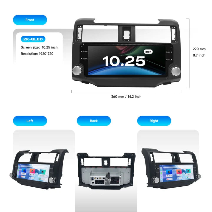 Dasaita 10.25" Black Android Head Unit for 4Runner (2010-2023)