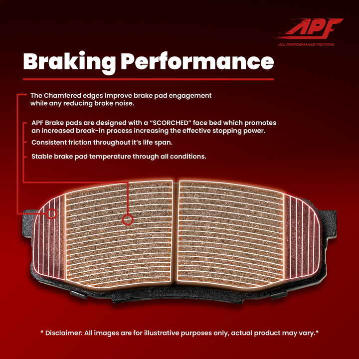 APF All Performance Friction Front Ceramic Brake Pads for Tundra (2000-2002) & Sequoia (2001-2002)