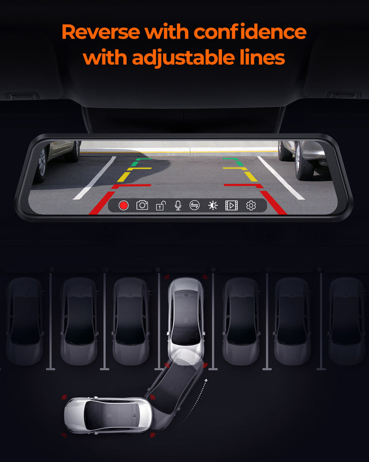 Acumen Camera M4 Quad Mirror Dash Cam with 1080P Front+Rear+Left/Right Side Cameras, 12"IPS Touchscreen