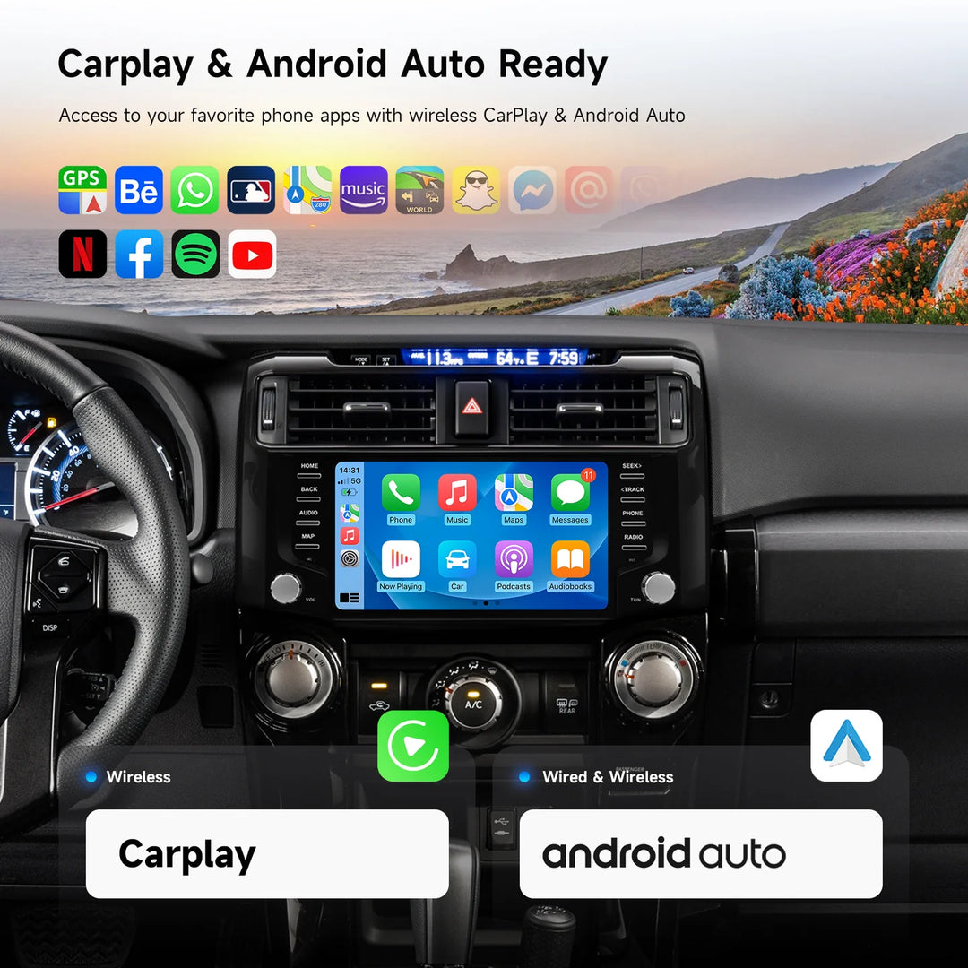 Dasaita Android13 Car Stereo Black Wireless Carplay & Android Auto Car Radio | Qualcomm 665 | 9" QLED Screen | Wifi+4G LTE |6G/8G+64G/256G | DTS Head Unit | Optical Output for 4Runner (2010-2023)