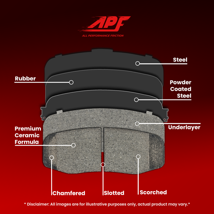 APF All Performance Friction Front Ceramic Brake Pads for Tundra (2000-2002) & Sequoia (2001-2002)