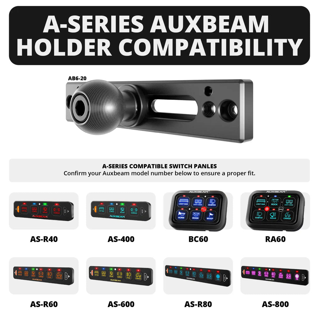 Auxbeam Holder | TRAXX™ - Slim Track Base | Choose Arm Length & Panel Type