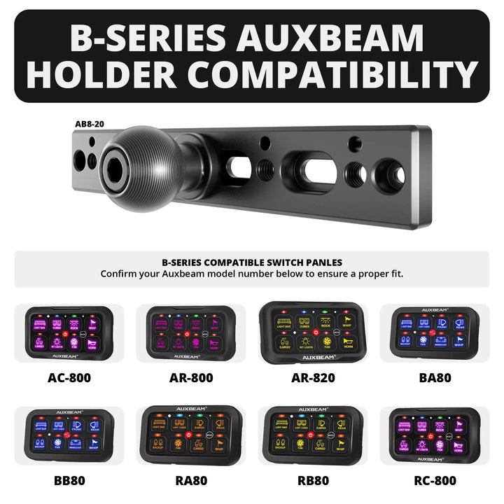 Auxbeam Holder | TRAXX™ - Slim Track Base | Choose Arm Length & Panel Type