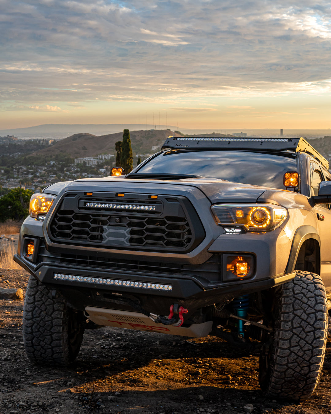 2016-2023 Tacoma Apex Pro Style Grille with LED Light Bar & Raptor Lights by YotaTribe
