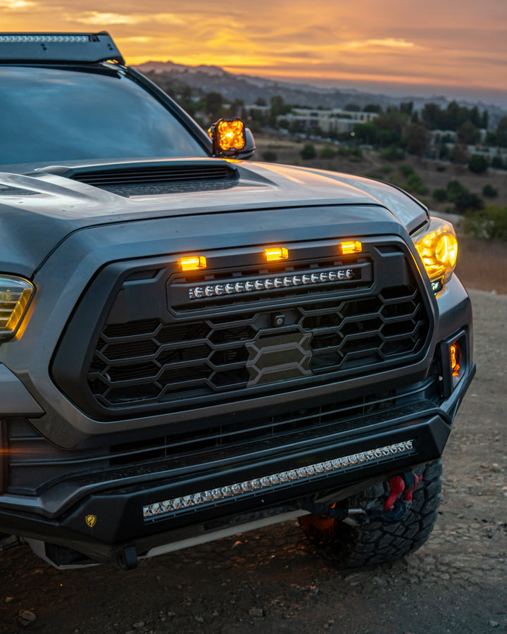2016-2023 Tacoma Apex Pro Style Grille with LED Light Bar & Raptor Lights by YotaTribe