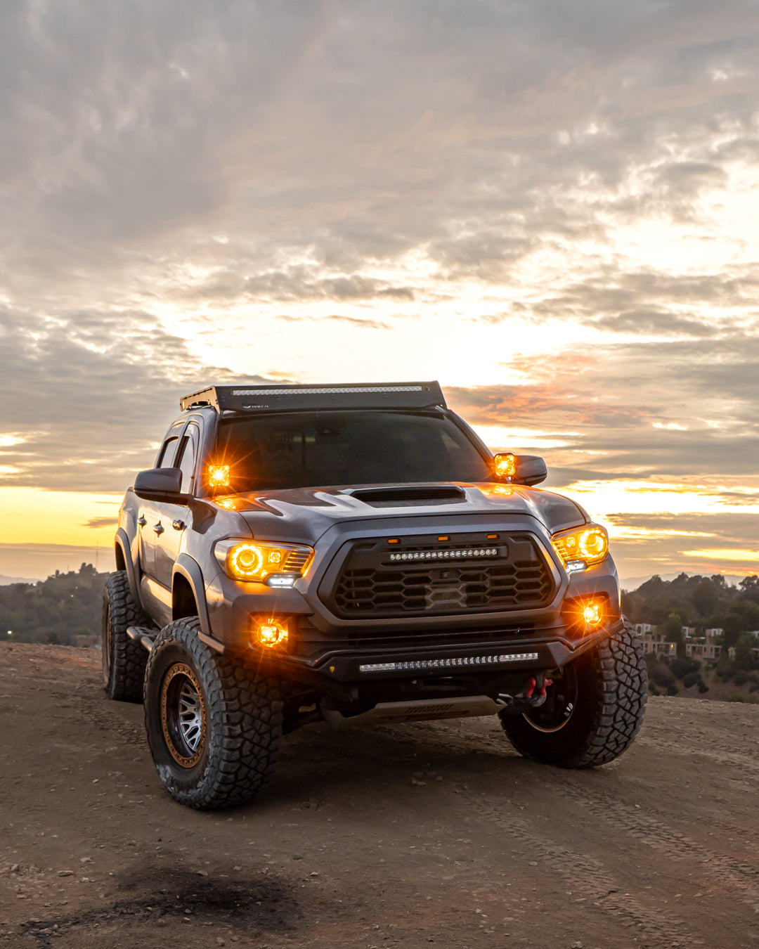 2016-2023 Tacoma Apex Pro Style Grille with LED Light Bar & Raptor Lights by YotaTribe
