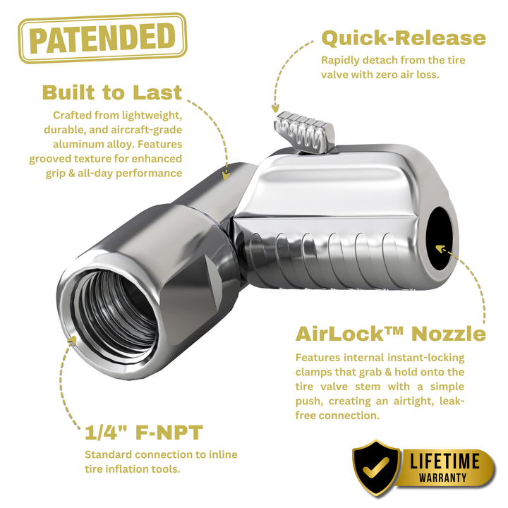 Lightning™ L2 Quick-Connect Tire Air Chuck - 1/4" F-NPT
