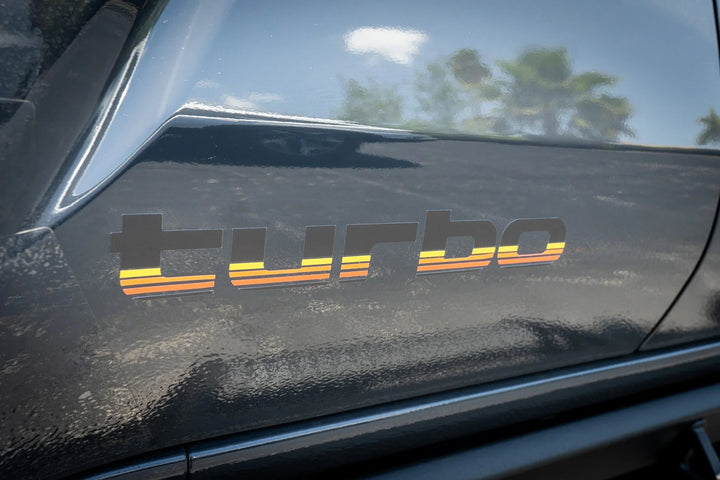 StickerFab Turbo Retro Style Graphic Fender Decals (Pair) - Universal