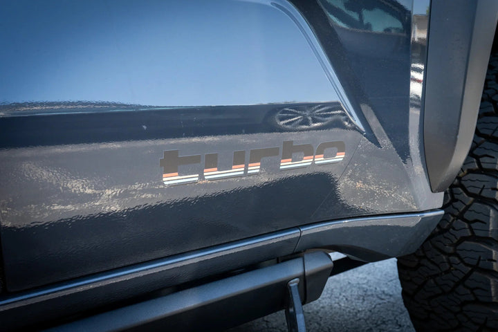 StickerFab Turbo Retro Style Graphic Fender Decals (Pair) - Universal