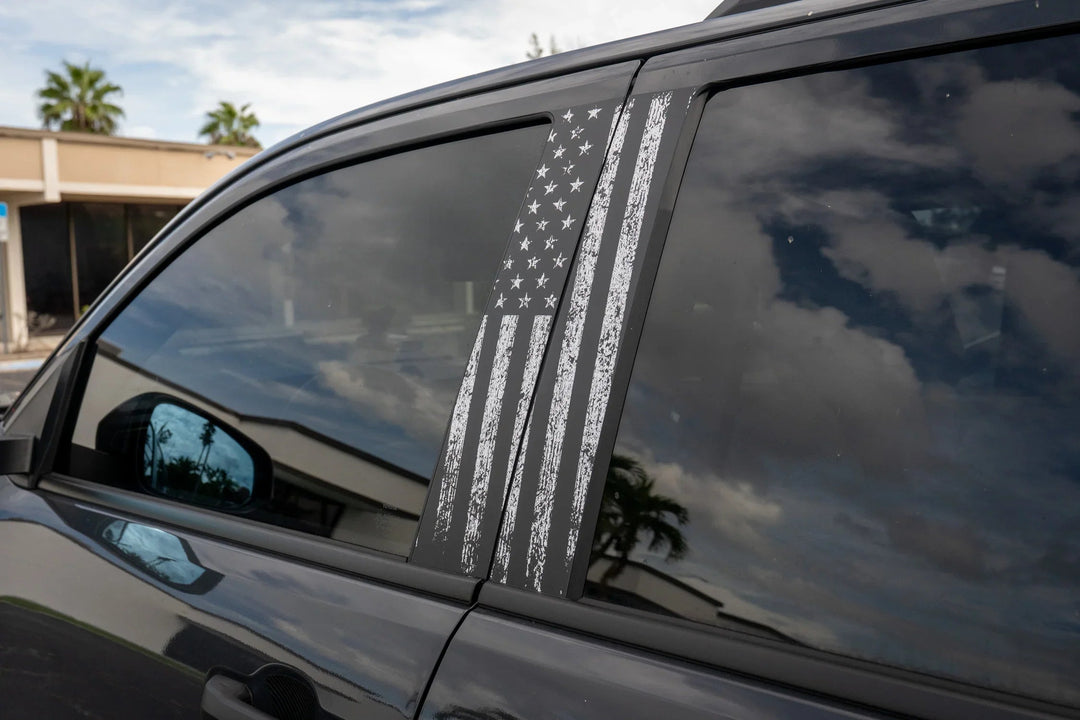 American Flag B Pillar Overlays - 2024+ Tacoma Double Cab / 2025+ 4Runner
